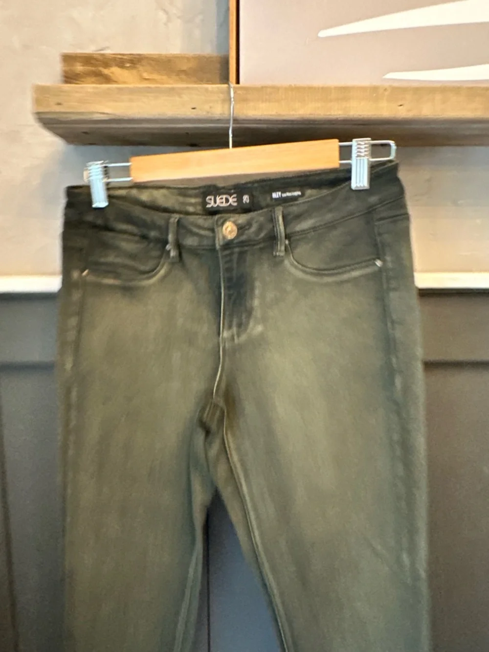 SUEDE Black Gray Rile Low Rise Legging Size 29‎